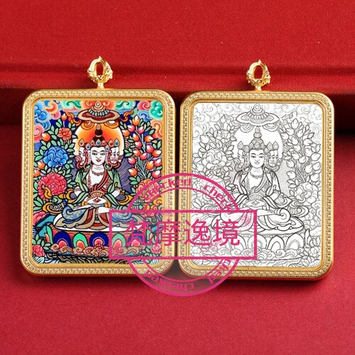 唐卡手绘DIY大日如来唐卡吊坠画芯涂色佛像白描唐卡白描F199