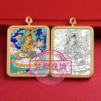 唐卡线稿画芯DIY文殊菩萨白描描金佛像手工本命年招财唐卡手绘