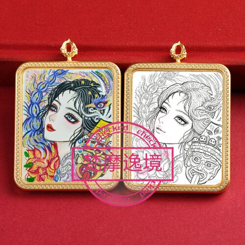 唐卡手绘DIY前世今生唐卡吊坠画芯涂色佛像白描唐卡白描F247