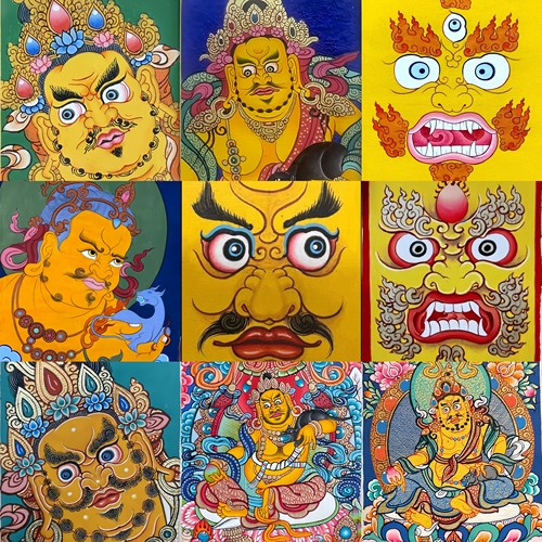 唐卡线稿画芯DIY黄财神白描描金佛像手工本命年招财唐卡手绘