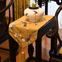 新款中式绣花桌旗时尚简约茶几旗精致旗床桌布定制 桌旗长条桌布