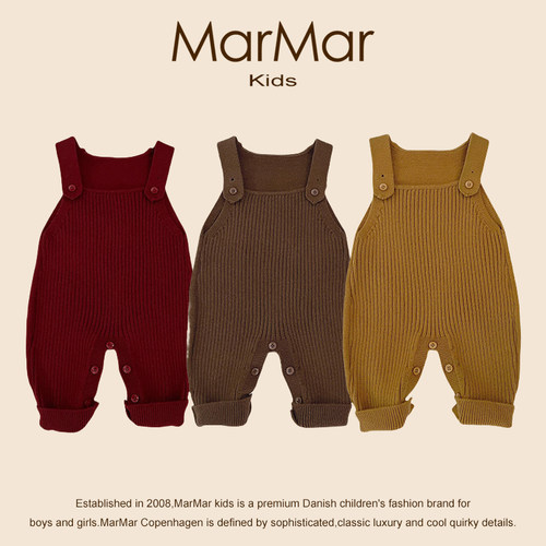 丹麦婴儿针织背带裤纯色毛线