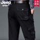 舒适裤 JEEP秋冬新款 子 男士 多口袋直筒宽松大码 厚料纯棉工装 休闲裤