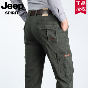 秋冬厚料男士 裤 多兜全棉休闲裤 户外工装 宽松大码 JEEP吉普官方新款