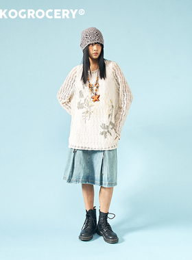 NKGC 嬉皮舞会 复古美式水洗牛仔重工细节抽绳设计牛仔中裙半裙