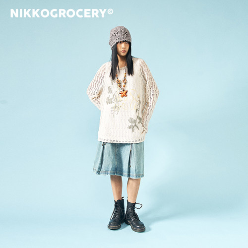 NKGC嬉皮舞会水洗抽绳牛仔裙