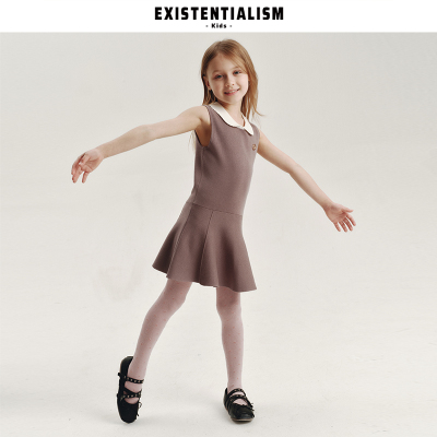 EXISTENTIALISMkids26ss新款女童无袖连衣裙针织花瓣领谷波背心裙