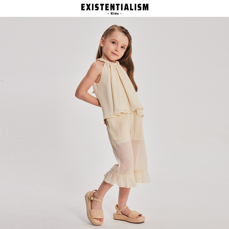 EXISTENTIALISM Kids女童夏季套装度假风挂脖宽松可爱麦穗套装