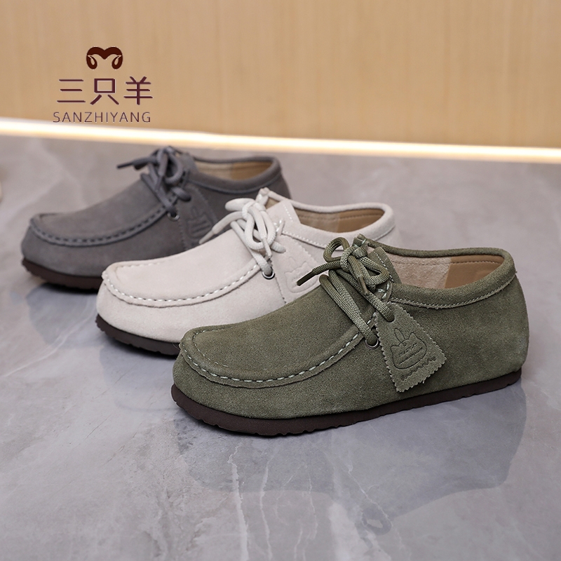 三只羊2025勃肯鞋女德训鞋单鞋秋冬新款系带时尚休闲复古软妈妈鞋