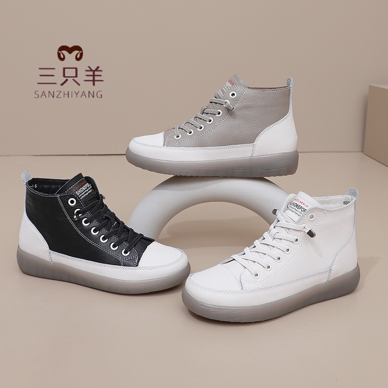三只羊2025新款加绒高帮女鞋舒适防滑马丁靴秋冬爆款妈妈鞋短筒靴