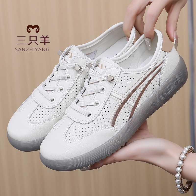 三只羊春夏一脚蹬休闲软底小白鞋