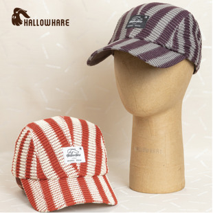 HallowHare韩版复古氛围感条纹毛线棒球帽