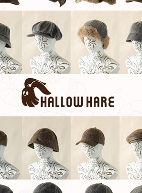 HallowHare符文洗旧系列棒球帽渔夫帽报童帽贝雷帽雷锋帽