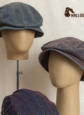HallowHare复古牛仔韩版植绒洗旧小边渔夫帽