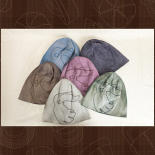 HallowHare罗纹渐变多颜色扎实韩风显脸小绣花冷帽