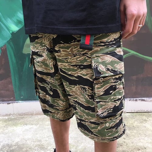 国潮TUZY虎纹工装短裤