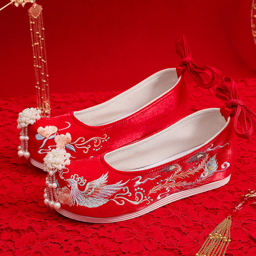 秀禾婚鞋汉服鞋绣花鞋中式婚礼鞋