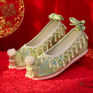 绣禾缘原创汉服婚鞋手工轻奢古风明制婚礼绣鞋中式古装秀禾婚鞋女