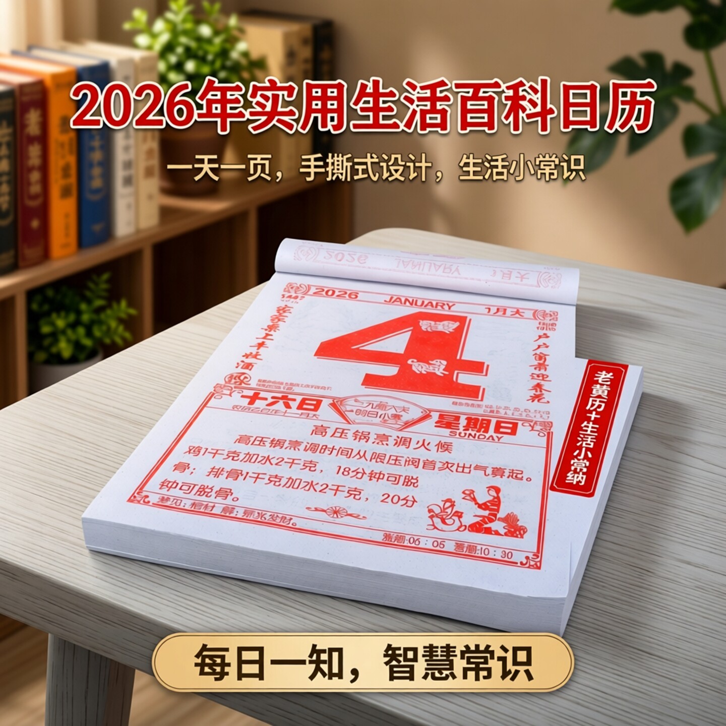 2026年9开知识日历百科生活小常识挂历老黄历手撕一天一页挂墙