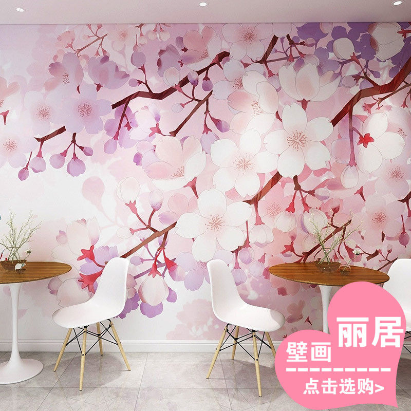 Japanese cherry blossoms wallpaper Sushi Restaurant Izakaya Restaurant background wallpaper Japan Streetscape Fortune cat muralin the Decoration main material , Wallpaper , Custom mural  category - from Buy2taobao.com to provide professional Taobao agent buy service