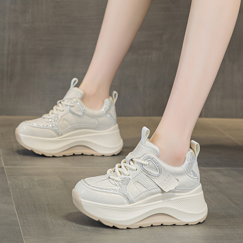 厚底加绒内增高8cm老爹鞋女