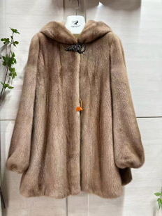 新款进口天鹅绒貂皮大衣女中长款连帽整貂皮草外套女装年轻款