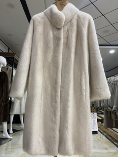 2025进口水貂毛天鹅绒整貂立领原色长款 貂皮大衣皮草外套 时尚
