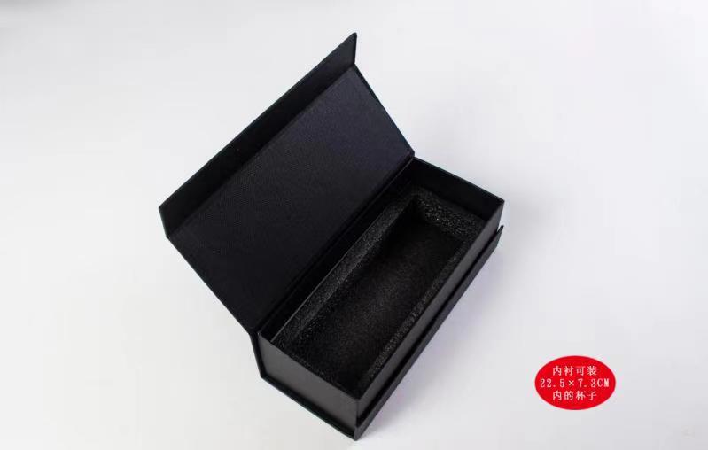 黑红玻璃水杯保温杯子包装盒长方形空礼品盒翻盖磁吸定制印字logo