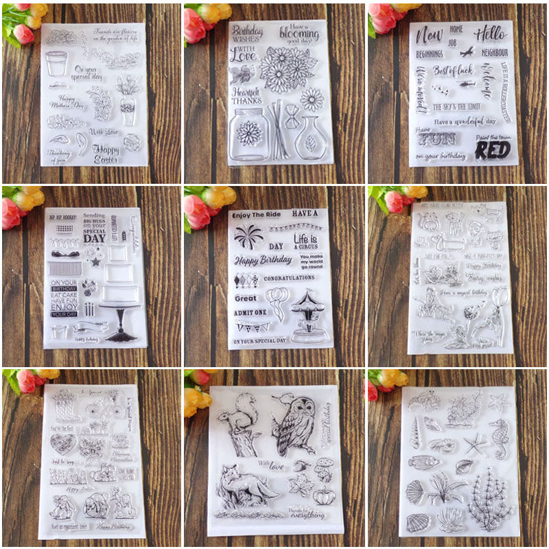 创意手帐春天小鸟可爱橡皮章切割模板透明印章diy装饰印章套装