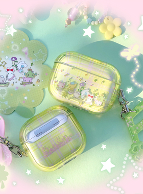 shishihshop西西商店原创鸟鸟一插画音乐会耳机壳imd透明绿格子3代4代pro2