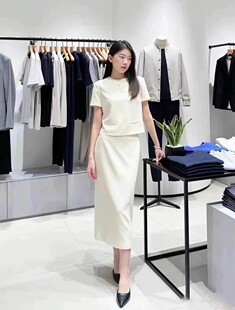 TH原货 24春夏新三醋酸高腰后开叉直筒气质半身裙 通勤百搭高级感