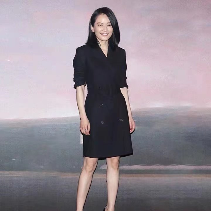 双排扣三醋酸中长款西装连衣裙