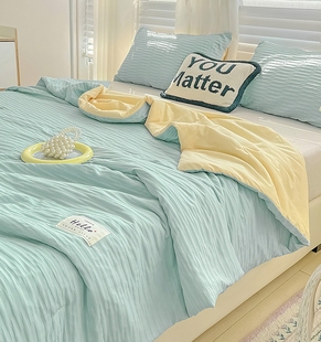 泡泡纱全棉水洗棉薄被夏被纯棉夏凉被四件套空调被夏季 可机洗被子