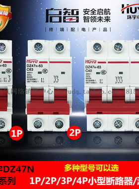 环宇小型断路器dz47-63a升级款 总空气开关 单批1p 2p 3p 4p 32a
