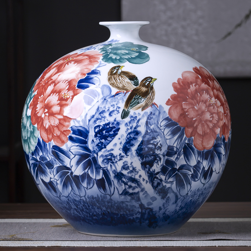 鸿轩中式陶瓷景德镇客厅手绘花瓶