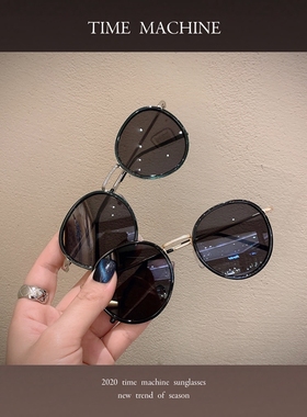 墨镜女ins圆形2020新款橘色网红街拍防紫外线太阳镜软妹白色眼镜