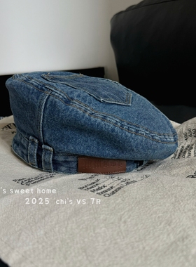 复古牛仔小众设计贝雷帽