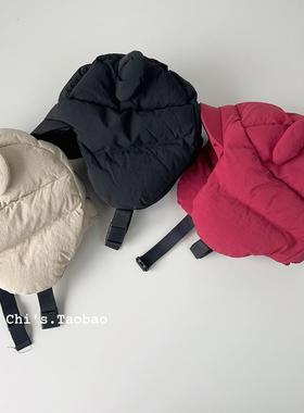 可爱小熊耳朵羽绒棉雷锋帽女秋冬加厚保暖骑行护耳飞行员包头帽子