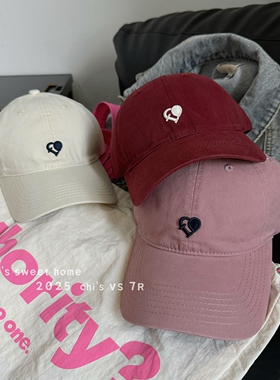 韩系百搭刺绣爱心棒球帽