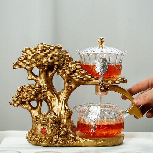 磁吸出茶不烫手懒人玻璃自动茶具