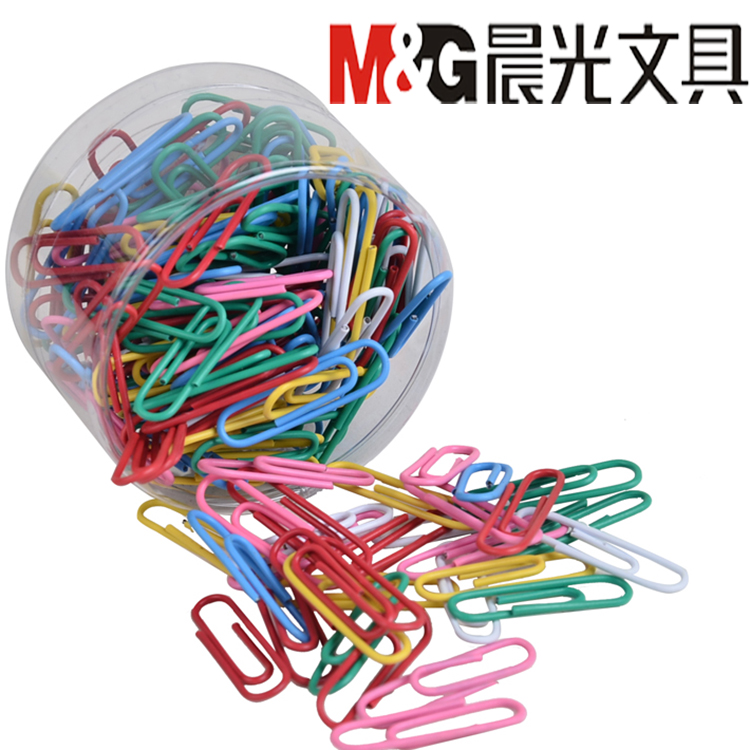 2盒包邮 晨光文具 办公用3号彩色回形针曲别针PVC筒装ABS91698