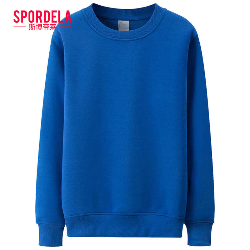 日系春秋冬圆领纯色卫衣男女套头情侣长袖T恤潮牌中青年加绒外套