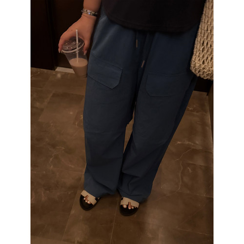 铅笔小鑫大码女装显瘦邪修轻薄全松紧系带多口袋休闲直筒裤