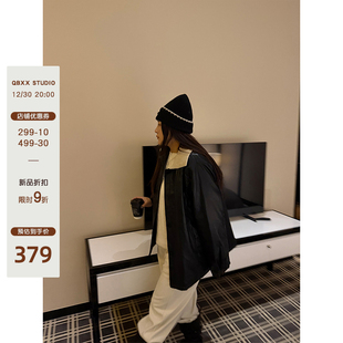 9折 撞色针织领复古街头感夹棉皮衣外套 30日20 铅笔小鑫