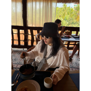 披肩 休闲叠搭松弛感复古宽松高品刺绣T恤 铅笔小鑫大码 女装