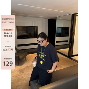 88折 日常爱穿休闲宽松字母撞色显瘦印花T恤 27日20 铅笔小