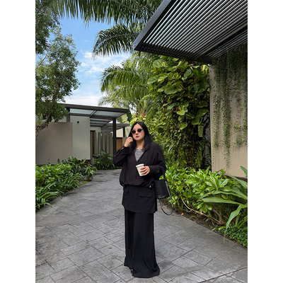 铅笔小鑫大码女装裤裙一体假两件美式遮胯屁帘阔腿裤