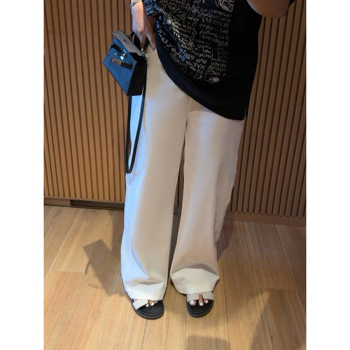铅笔小鑫大码女装垂廓简约纯色休闲宽松高腰复古直筒裤