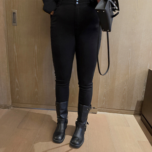 胖MM显瘦简约铅笔裤 百搭弹力高腰小脚牛仔裤 女装 铅笔小鑫大码