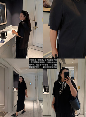 现货！铅笔小鑫大码女装慵懒套装CP休闲短袖T恤+半身裙套装